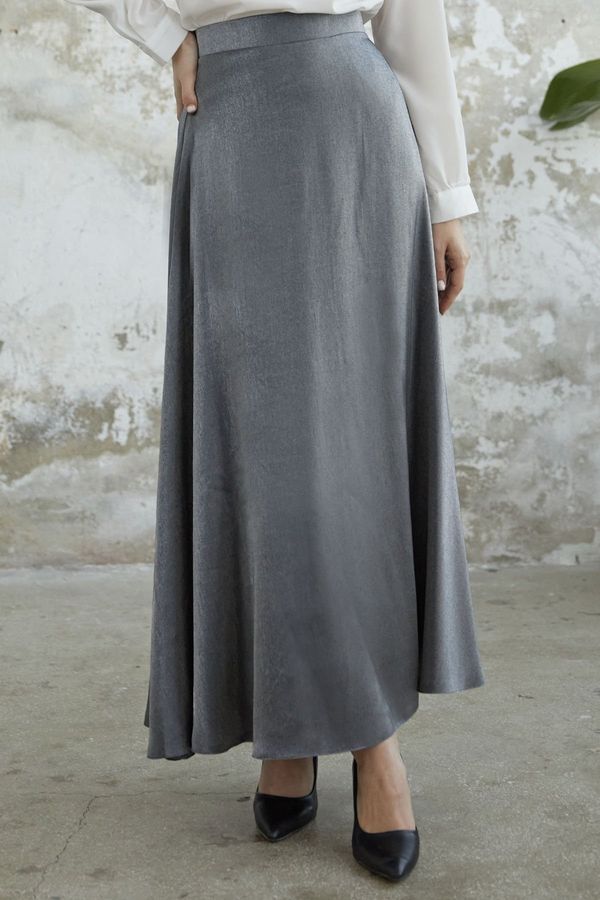 InStyle InStyle Shiny Viscose Skirt - Gray