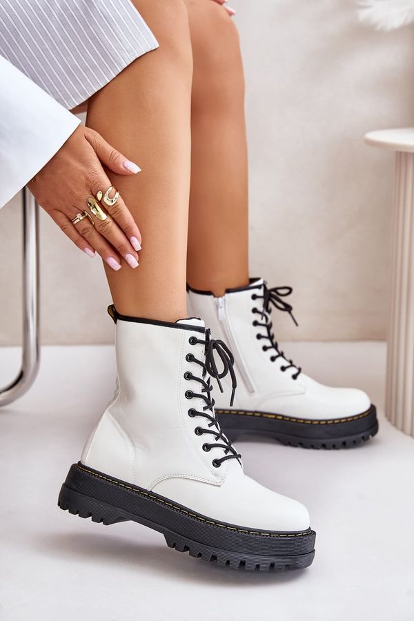 Kesi Insulated Ankle Boots Made of Eco Leather Zipper White Lay