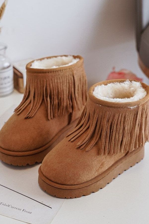 Kesi Insulated children's snow boots with decorative Camel Nimia fringes