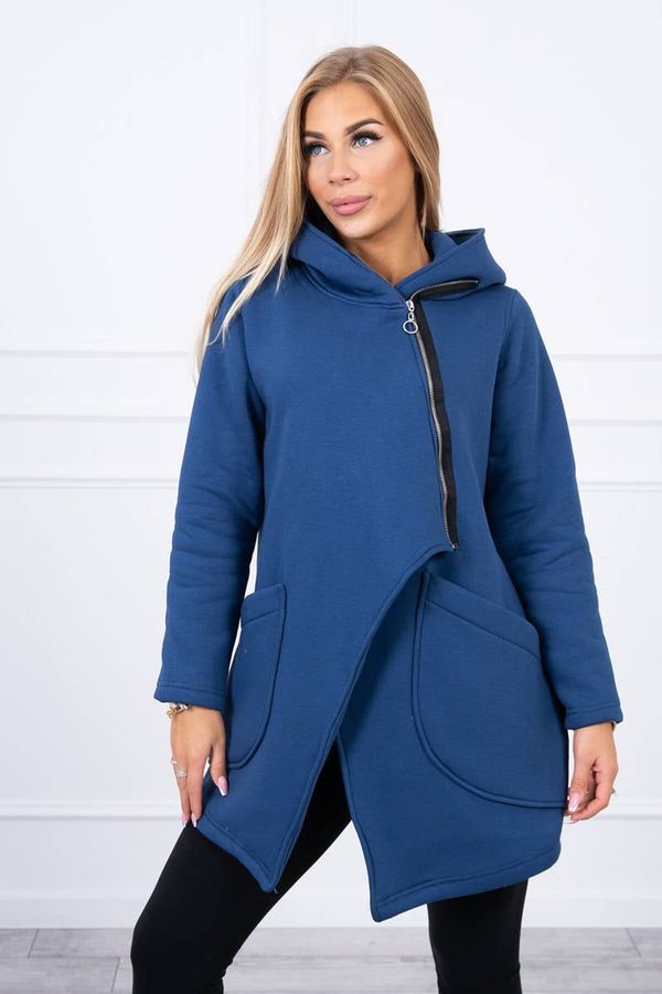 Kesi Insulated denim sweatshirt with asymmetrical zipper