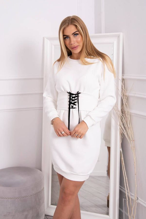 Kesi Insulated dress with decorative ecru belt