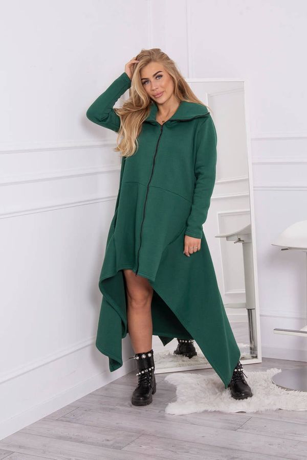 Kesi Insulated dress with long sides of dark green color