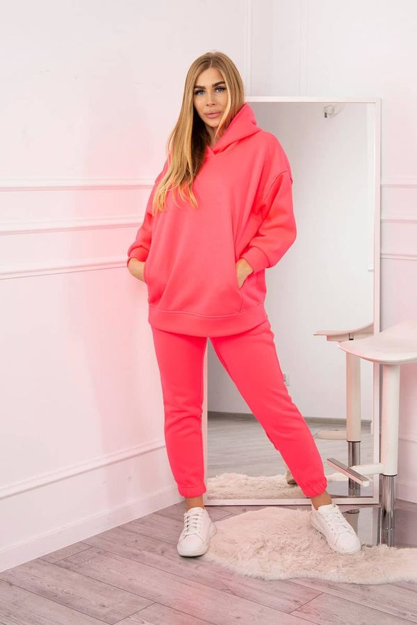 Kesi Insulated set with a sweatshirt in pink neon color