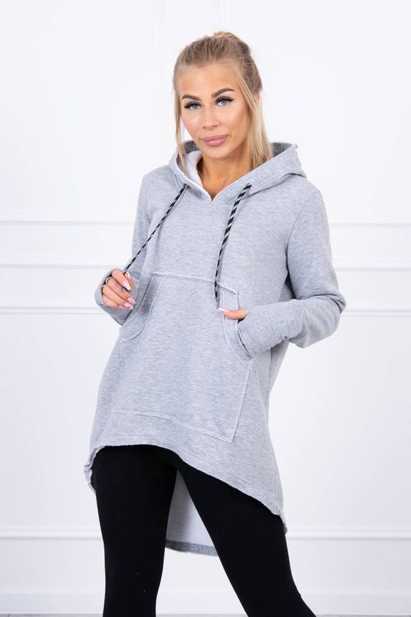 Kesi Insulated sweatshirt with a longer back and a gray hood