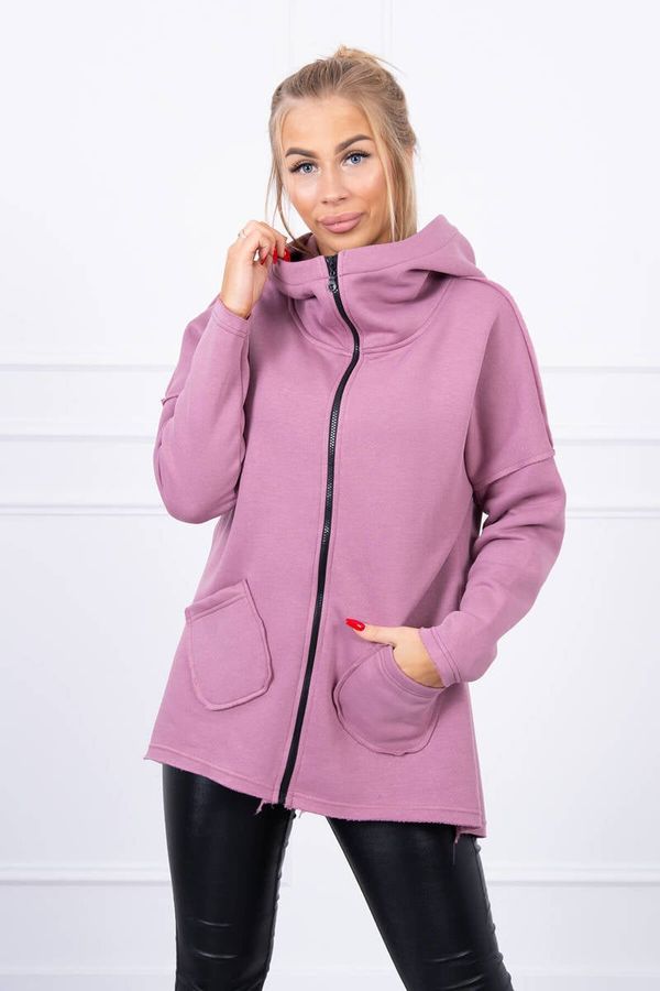 Kesi Insulated sweatshirt with a longer back and pockets in dark pink