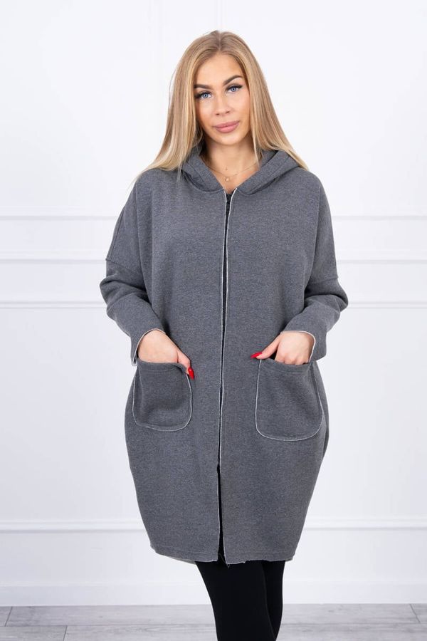 Kesi Insulated sweatshirt with a longer back made of graphite