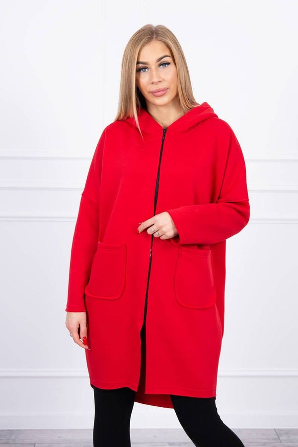 Kesi Insulated sweatshirt with a longer back part red