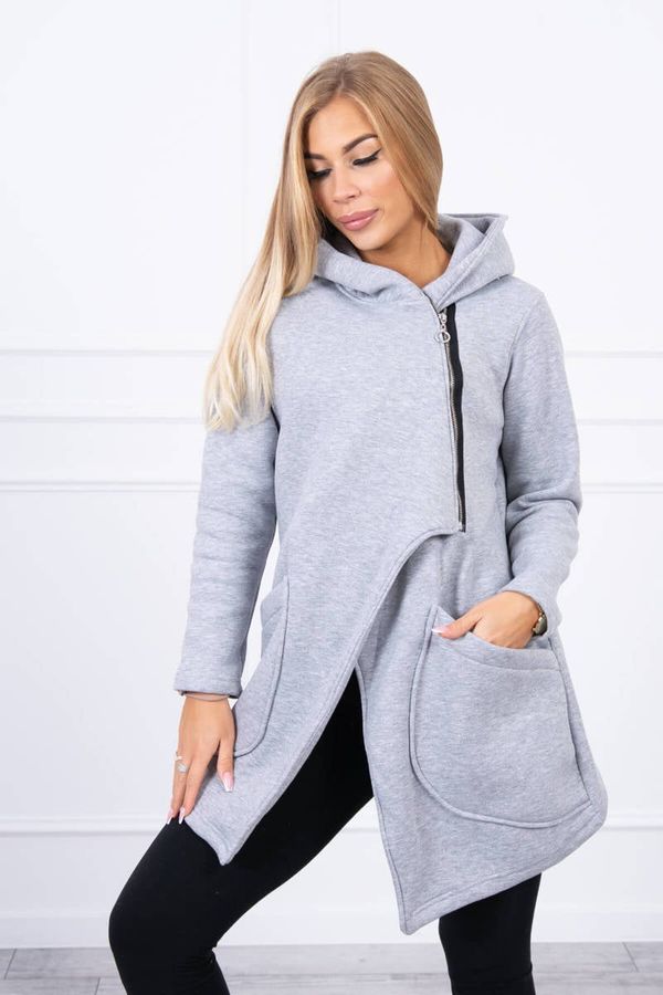 Kesi Insulated sweatshirt with asymmetrical zipper in gray color