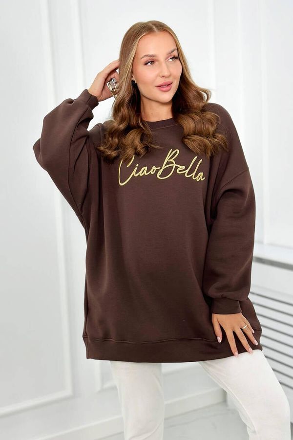 Kesi Insulated sweatshirt with Ciao Bella inscription brown