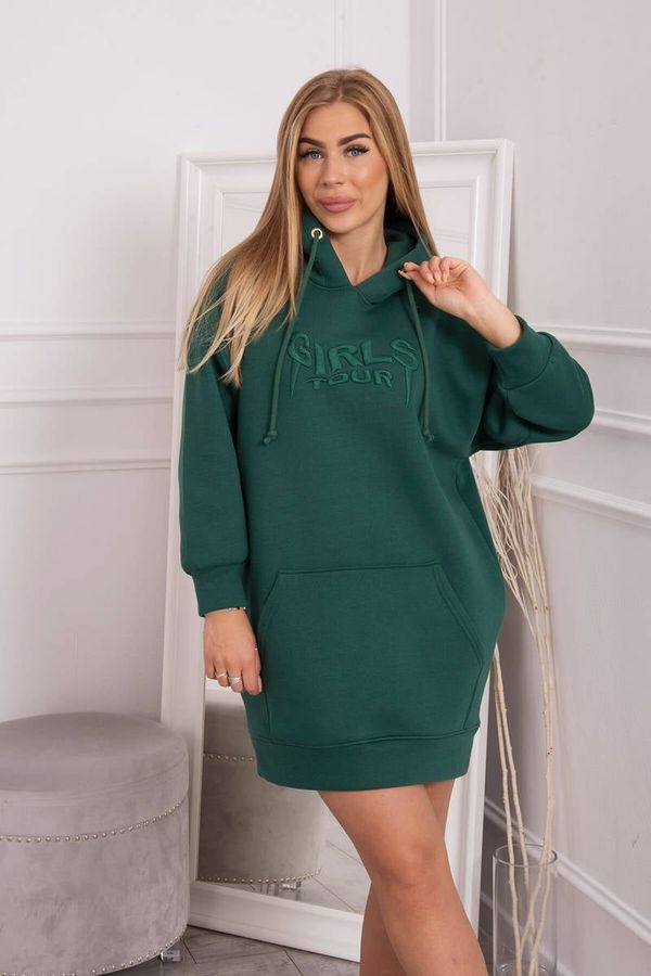 Kesi Insulated sweatshirt with embroidered inscription oversize dark green