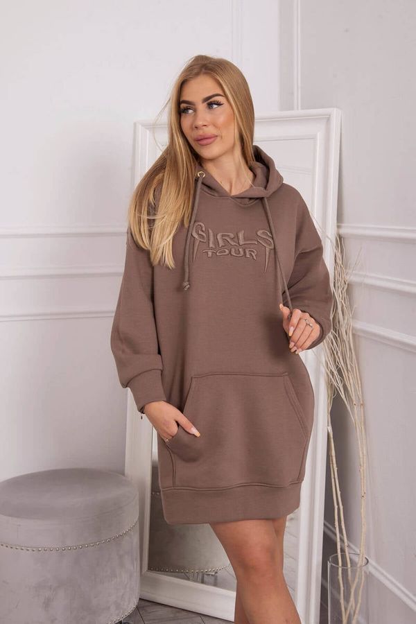 Kesi Insulated sweatshirt with embroidered oversize mocca inscription