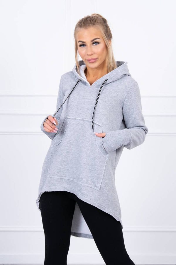 Kesi Insulated sweatshirt with longer back and gray hood