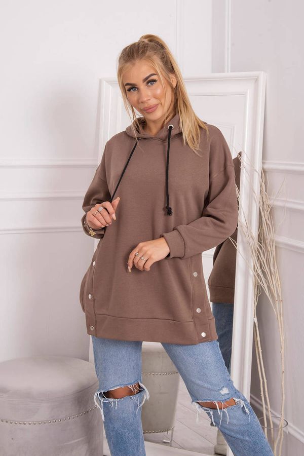 Kesi Insulated sweatshirt with mocha press studs