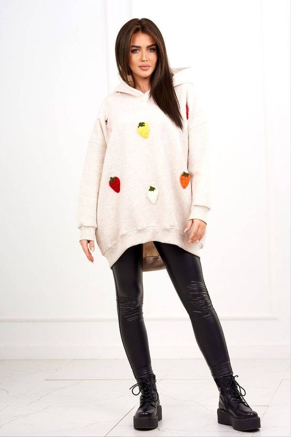 Kesi Insulated sweatshirt with strawberry motif beige melange