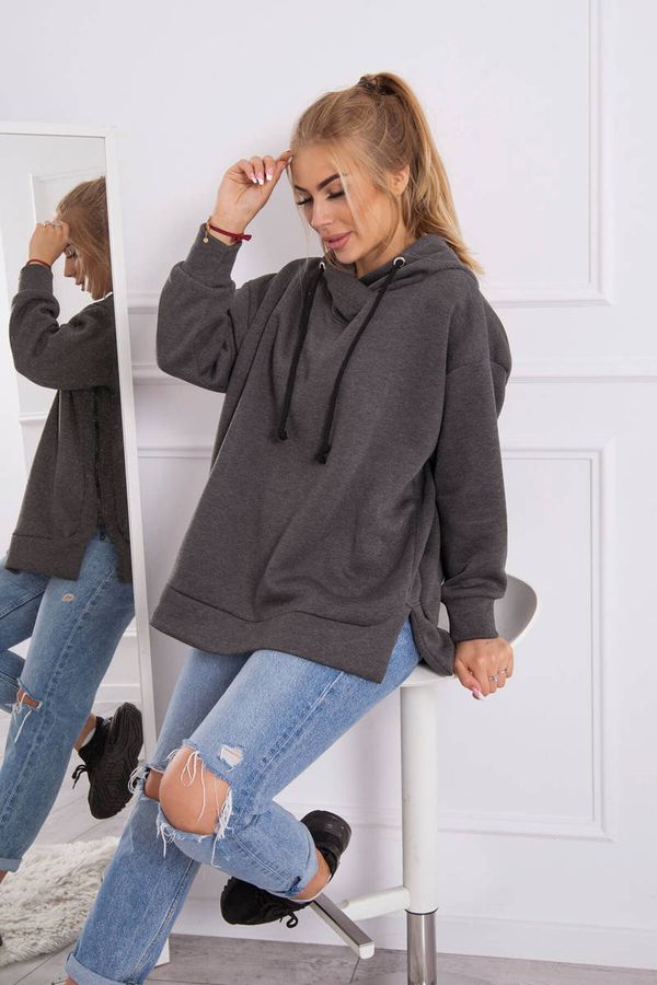 Kesi Insulated sweatshirt with zipper on the side graphite