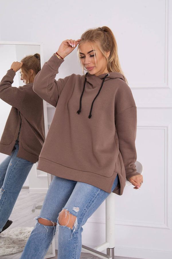 Kesi Insulated sweatshirt with zipper on the side mocca