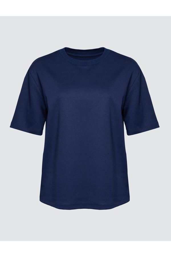Jimmy Key Jimmy Key Navy Blue Crew Neck Short Sleeve Oversize T-Shirt