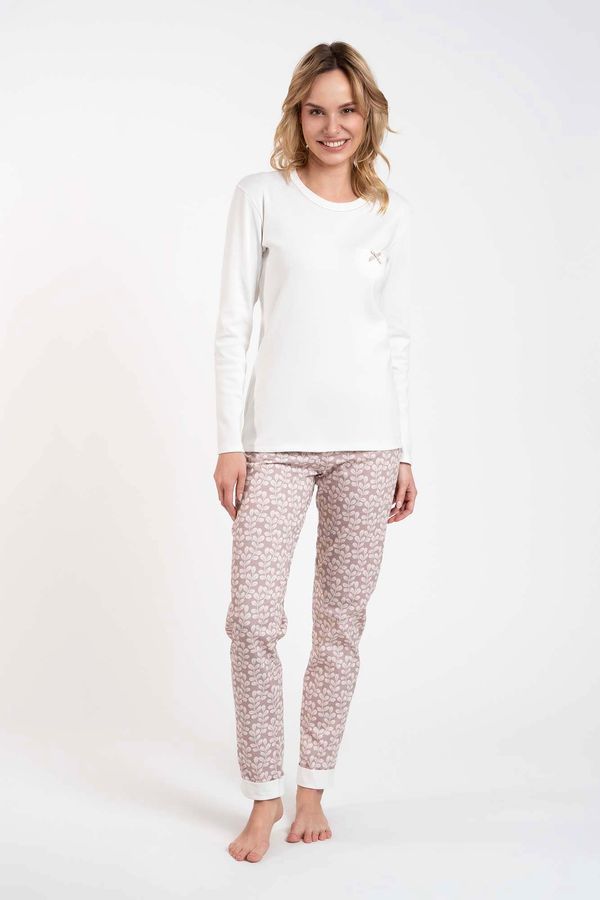 Italian Fashion Juliana ́s pyjamas, long sleeves, long legs - ecru/print