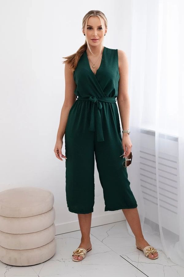 Kesi Jumpsuit with ties at the waist with straps in dark green color