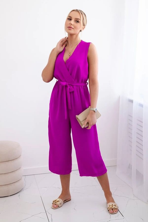 Kesi Jumpsuit with ties at the waist with straps in dark purple color