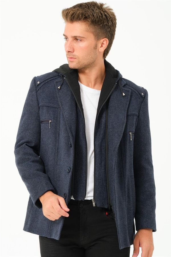 dewberry K7532 DEWBERRY MEN'S COAT-DIAGONAL NAVY BLUE