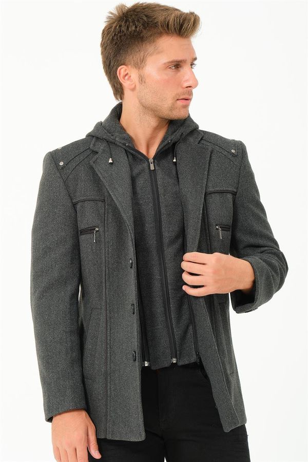 dewberry K7532 DEWBERRY MEN'S COAT-STRAIGHT ANTHRACITE