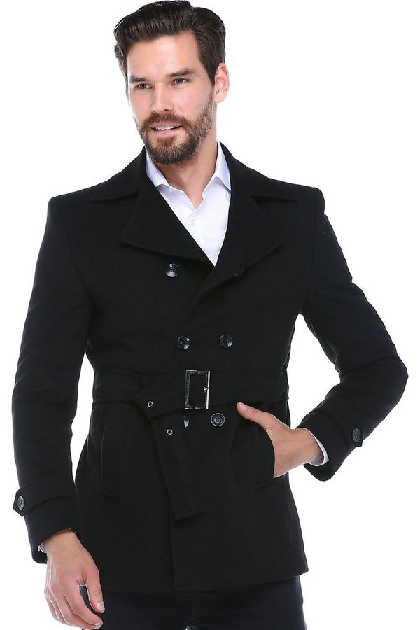 dewberry K7539 DEWBERRY SLIM-FIT MEN'S COAT-BLACK