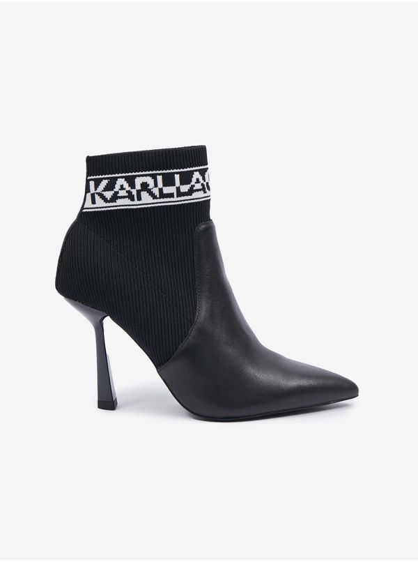 Karl Lagerfeld Karl Lagerfeld Women's Black Women's Heeled Ankle Boots with Leather Detailing KARL LA - Women