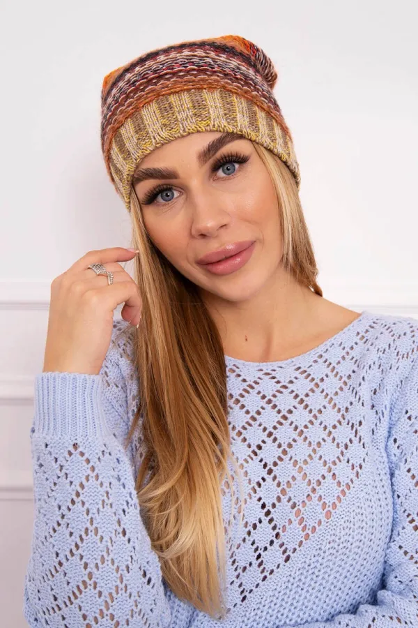 Kesi Kesi Cap with fleece Krystyna K207 brown + beige