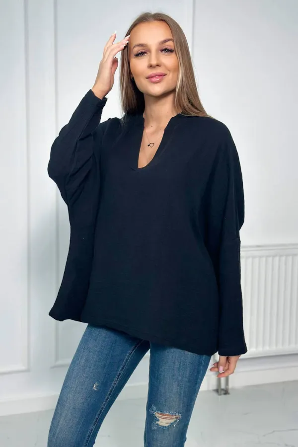Kesi Kesi Muslin blouse with rolled-up sleeves black