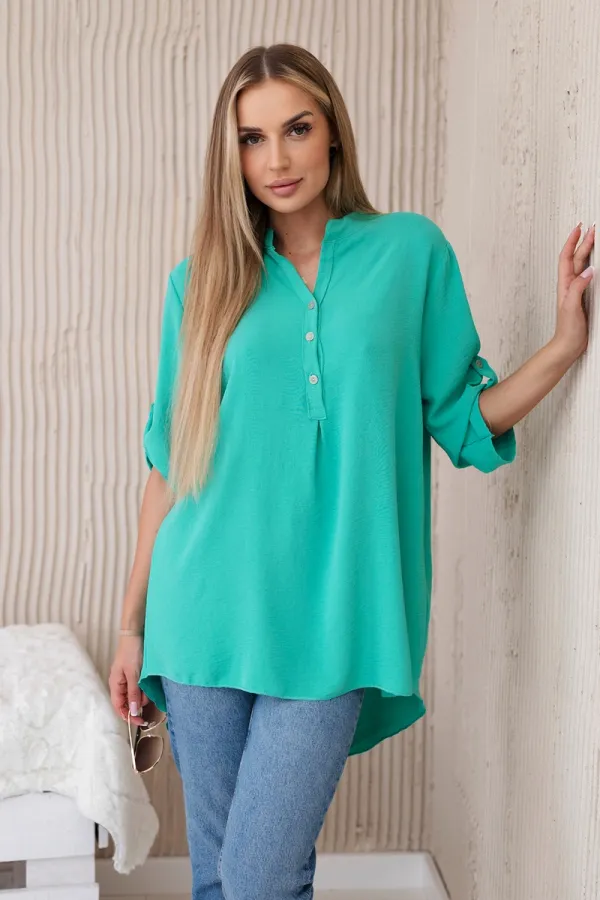 Kesi Włoski Kesi Włoski Blouse with a longer back dark mint