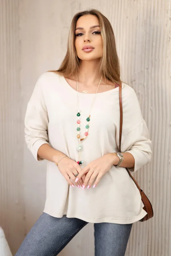 Kesi Włoski Kesi Włoski Blouse with necklace beige