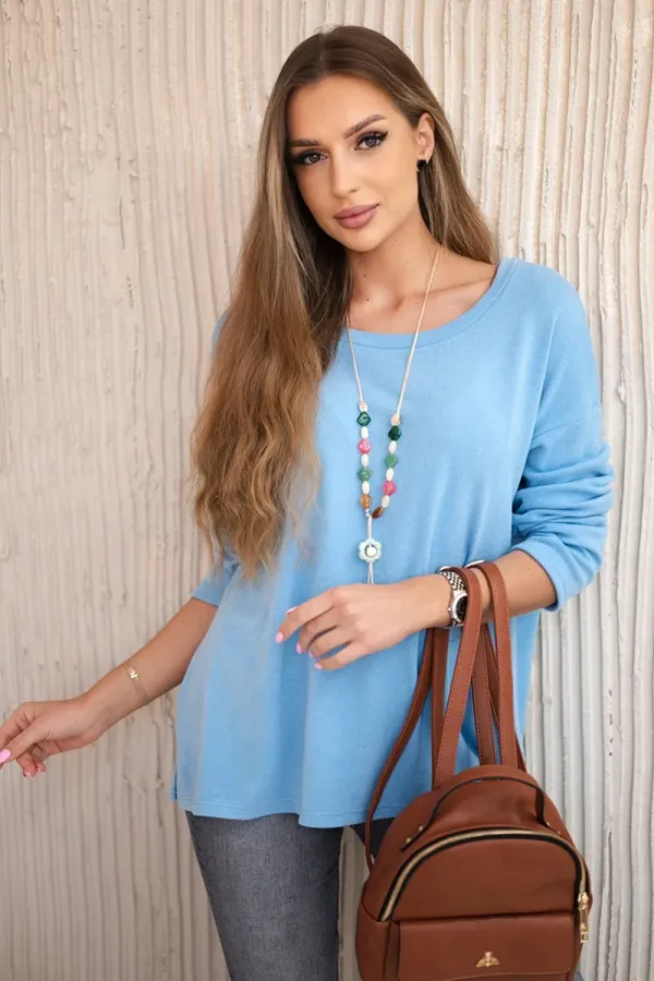 Kesi Włoski Kesi Włoski Blouse with necklace blue