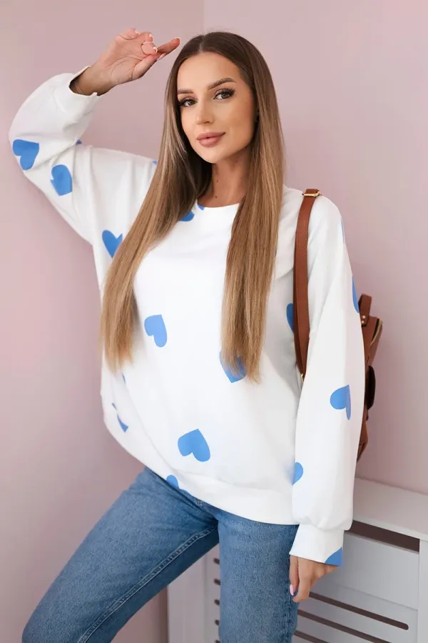 Kesi Włoski Kesi Włoski Butter sweatshirt with hearts print blue