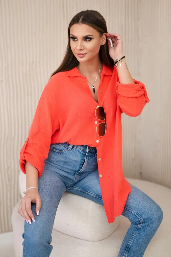 Kesi Włoski Kesi Włoski Cotton muslin shirt oversize raspberry