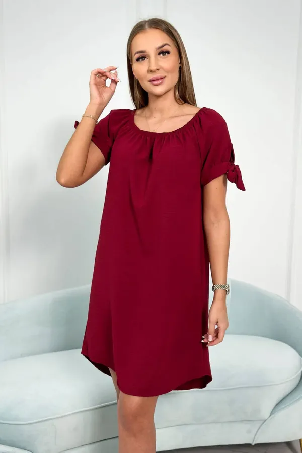 Kesi Włoski Kesi Włoski Dress tied on the sleeves burgundy