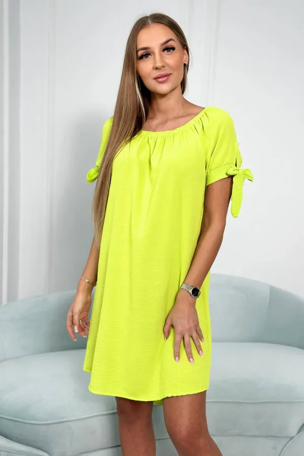Kesi Włoski Kesi Włoski Dress tied on the sleeves yellow neon
