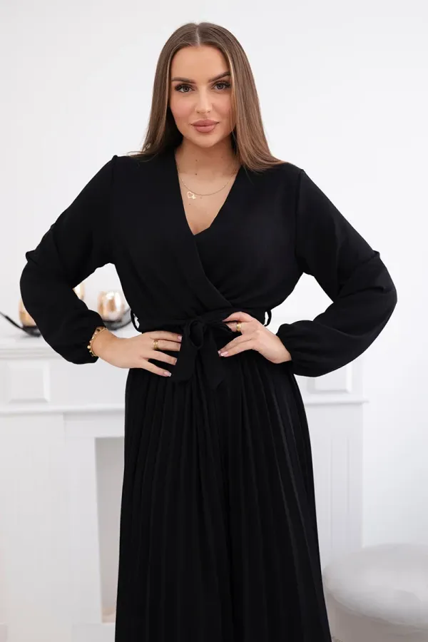 Kesi Włoski Kesi Włoski Dress tied with a pleated hem black