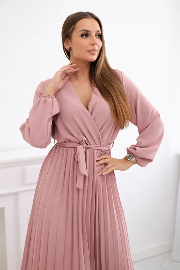 Kesi Włoski Kesi Włoski Dress tied with a pleated hem dark mint