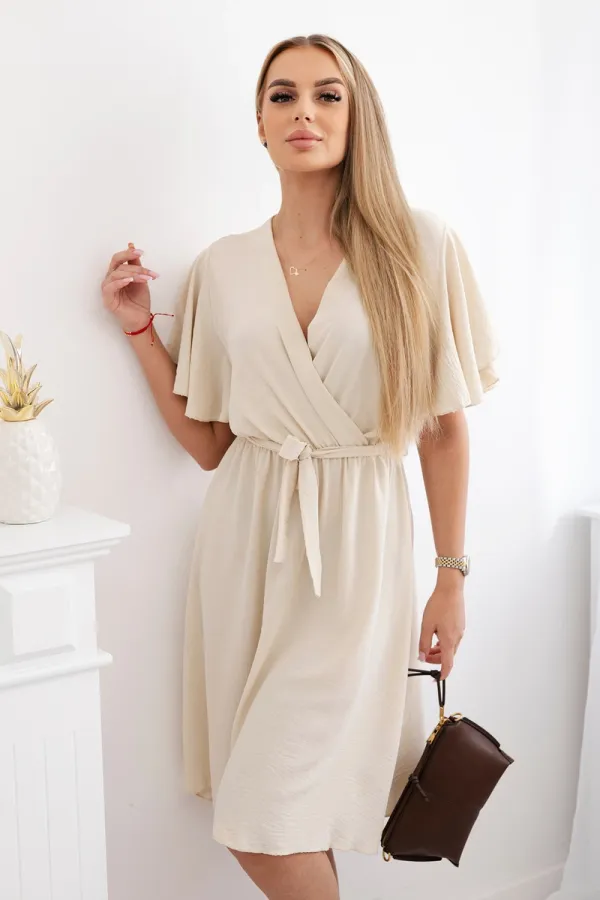 Kesi Włoski Kesi Włoski Dress with a plunging neckline beige