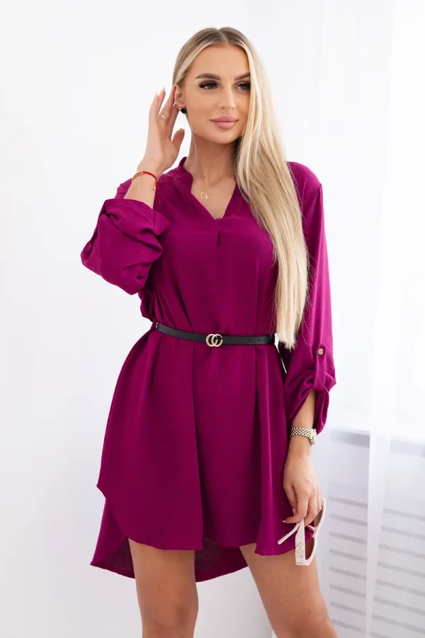 Kesi Włoski Kesi Włoski Dress with longer back and belt plum