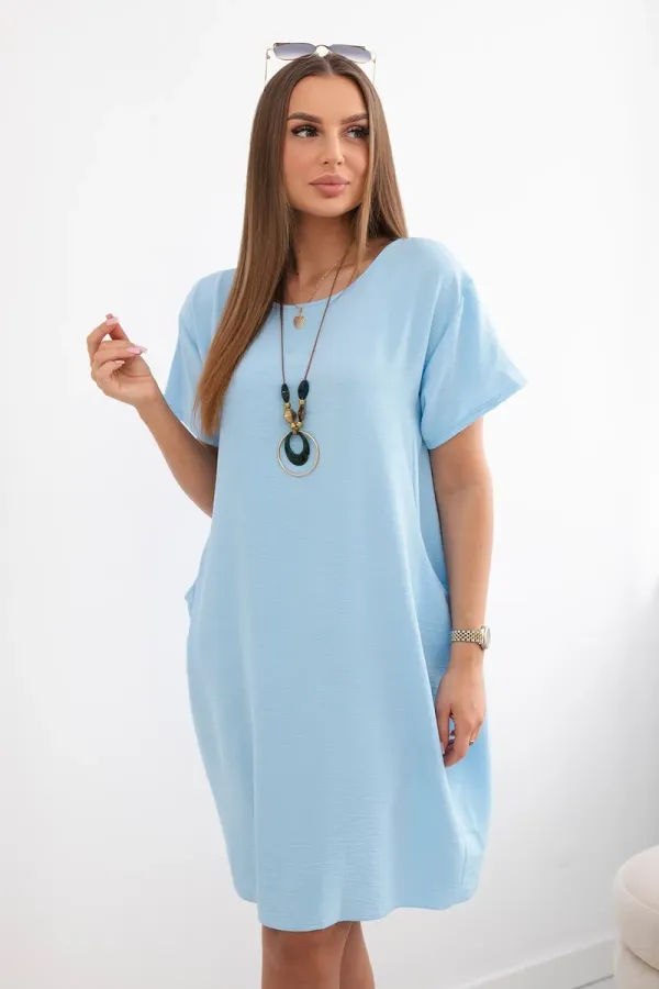 Kesi Włoski Kesi Włoski Dress with pockets and pendant blue