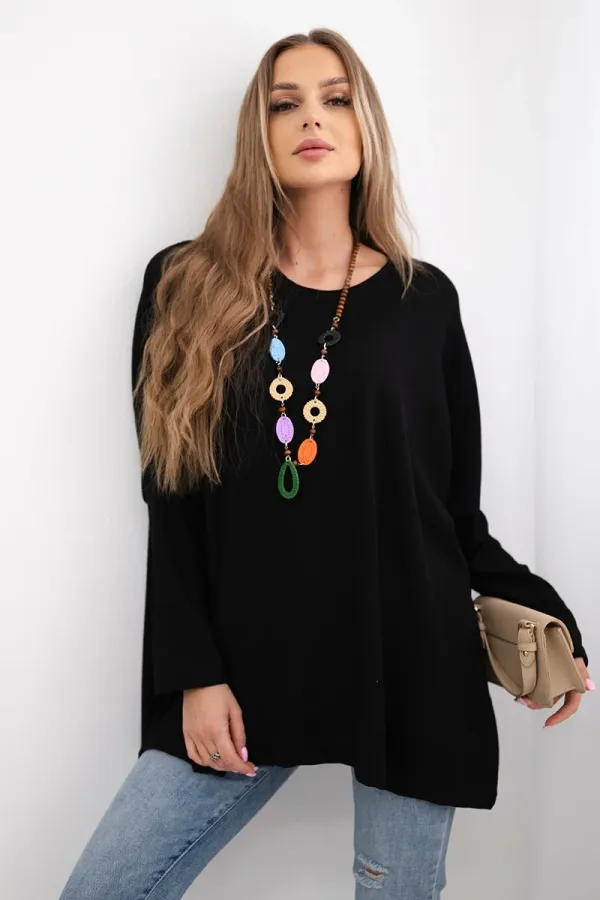 Kesi Włoski Kesi Włoski Oversize blouse with necklace black