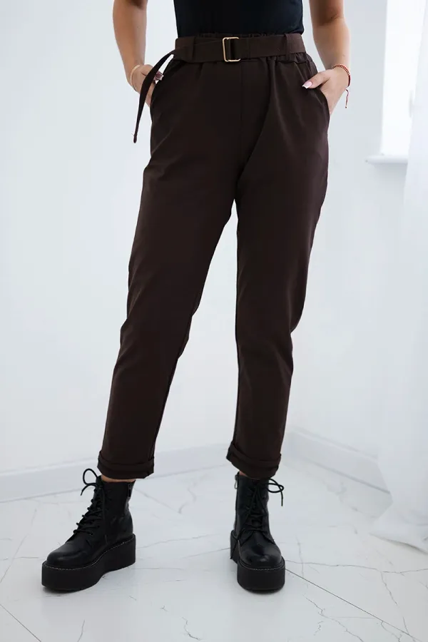 Kesi Włoski Kesi Włoski Punto trousers with belt brown