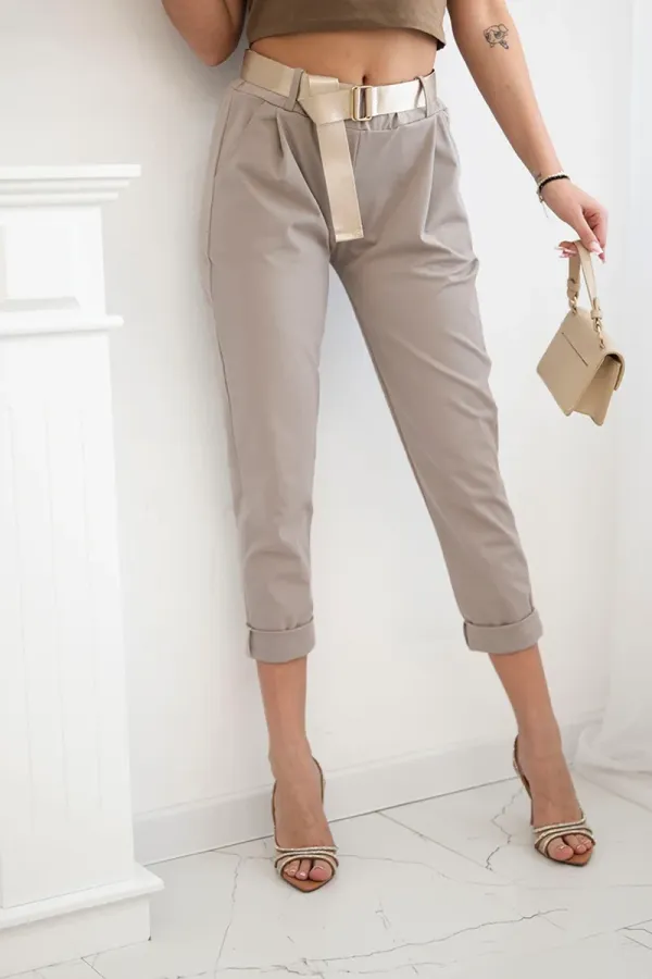 Kesi Włoski Kesi Włoski Punto trousers with belt fango