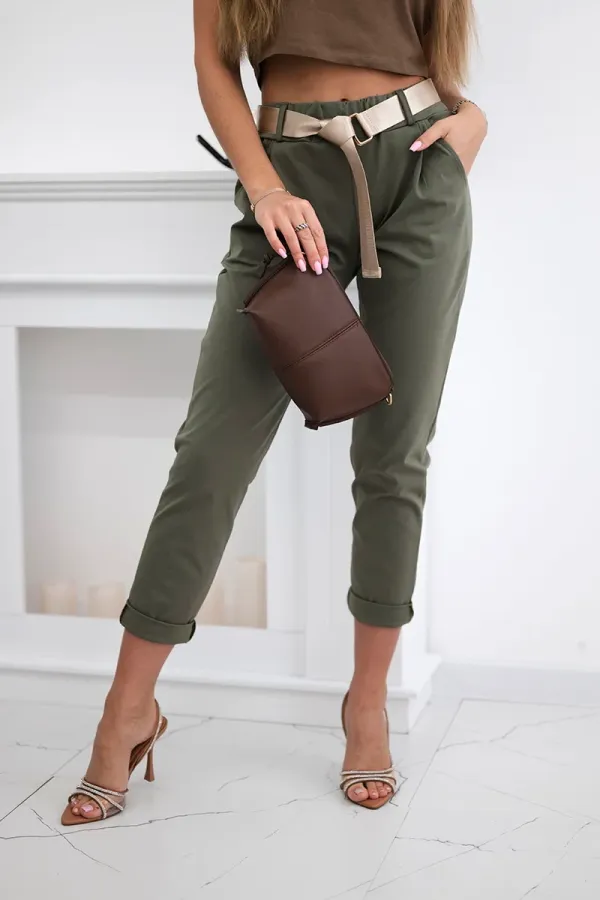 Kesi Włoski Kesi Włoski Punto trousers with belt khaki