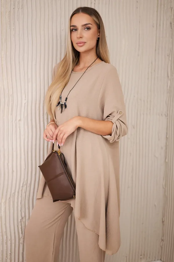 Kesi Włoski Kesi Włoski Set of blouse + pants with pendant cappuccino