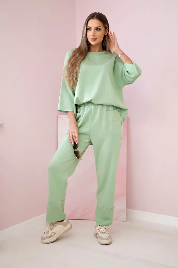 Kesi Włoski Kesi Włoski Set sweatshirt + pants buttery fabric pistachio