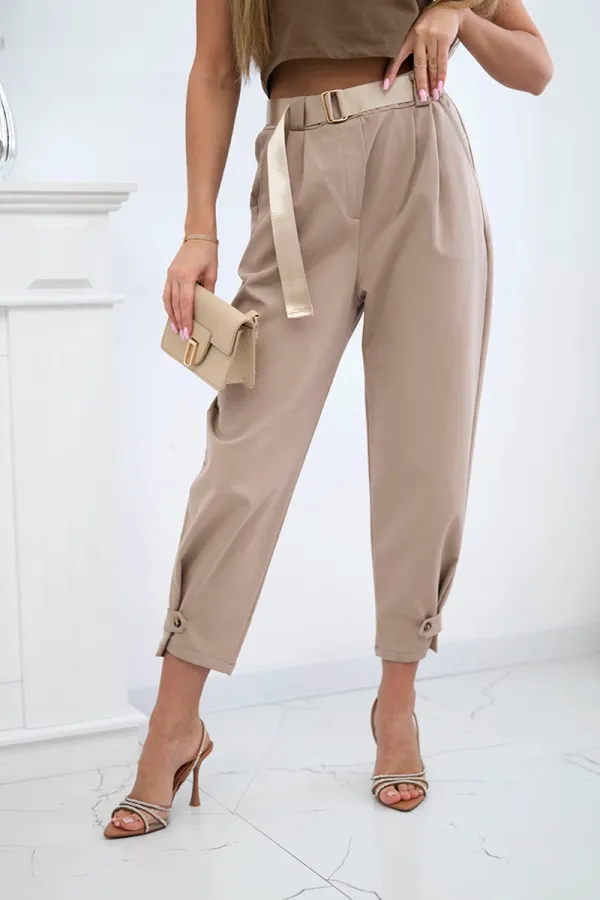 Kesi Włoski Kesi Włoski Summer Punto trousers with leg closure light camel