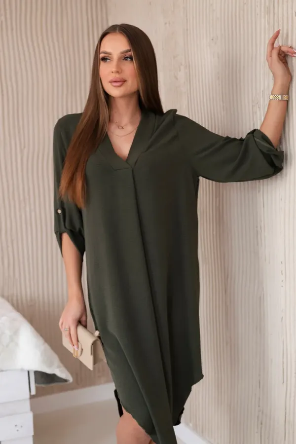 Kesi Włoski Kesi Włoski V-neck dress khaki